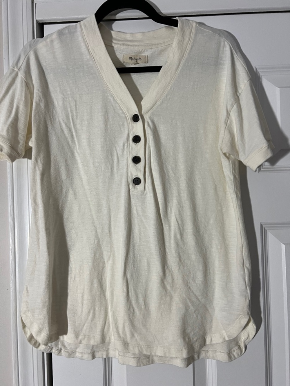 Madewell Cream Henley with Dark Buttons